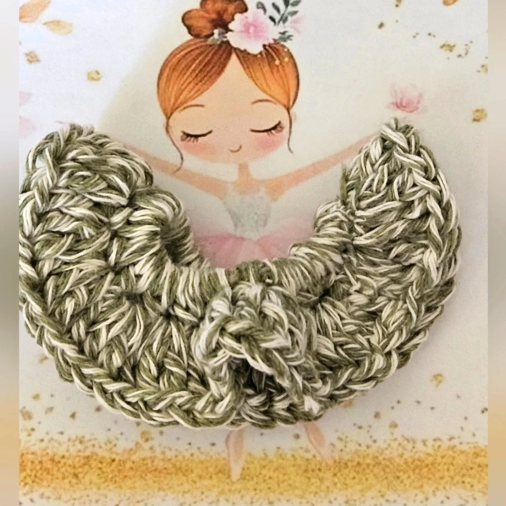 Handmade Sage Green Crochet Ballerina Scrunchie Tutu Bun Hair Accessory Gift